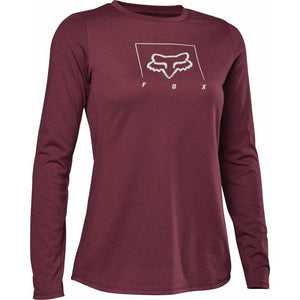 FOX W RANGER DR MID LS JERSEY DARK MAROON
