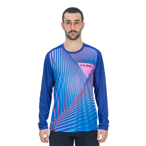 CUBE VERTEX ROUND NECK JERSEY L/S BLUE'N'PINK