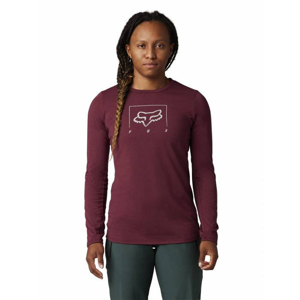 FOX W RANGER DR MID LS JERSEY DARK MAROON