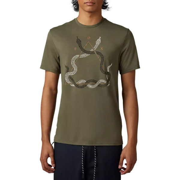 FOX CAVED IN SS TECH TEE OLIVE GREEN